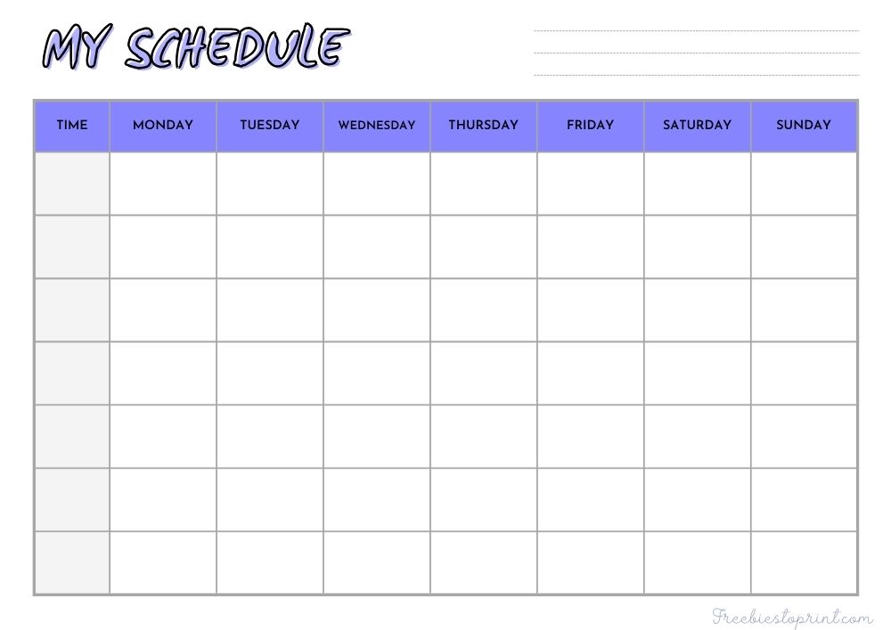 My Weekly schedule template