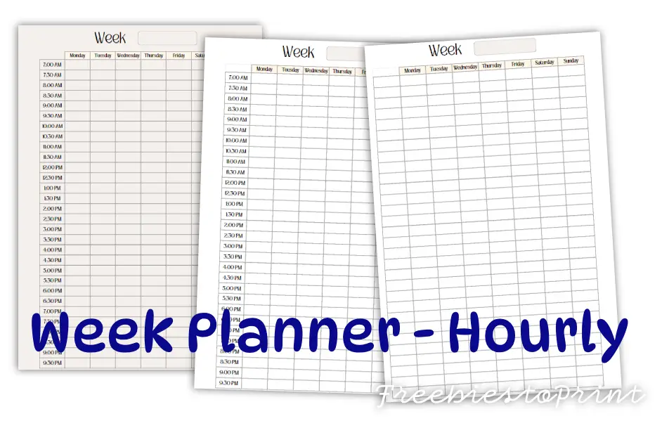 Weekly Planner by hour