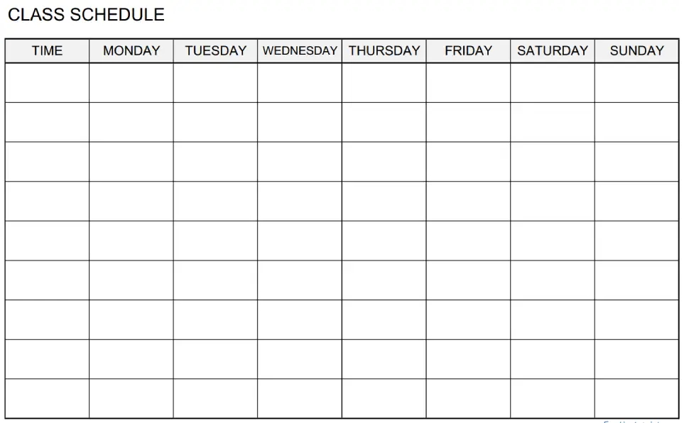 weekly timetable template with simple and sober aesthetic design