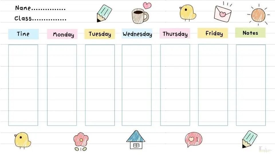 Weekly class schedule templates