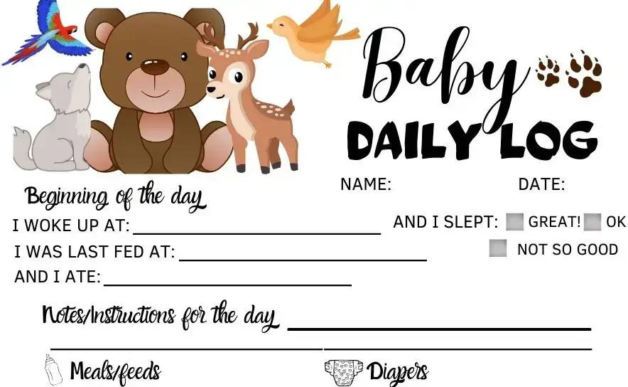 Daily Baby Log printable free download pdf