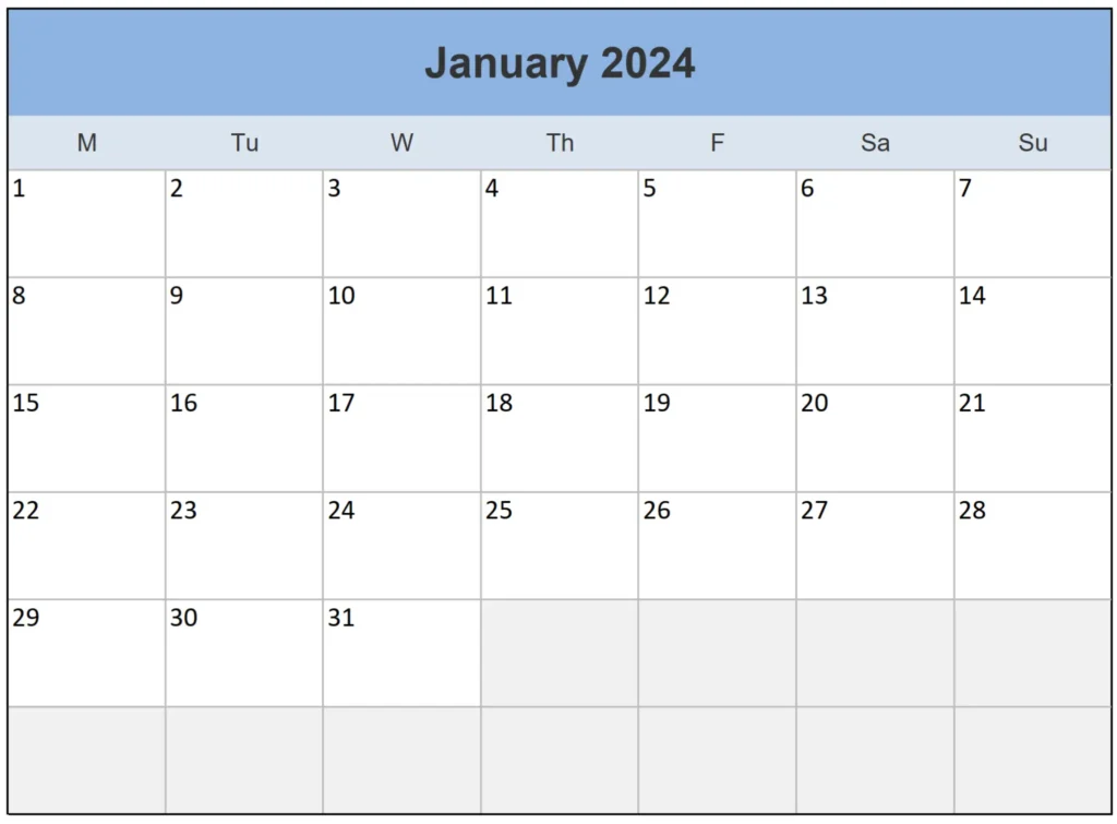 Free Monthly 2024 Calendar Printable - FreebiestoPrint.com